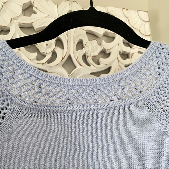 J. Jill Crochet Sleeve Spring Sweater Size XL Cotton Linen Blend Soft Girl Knit - Picture 10 of 10